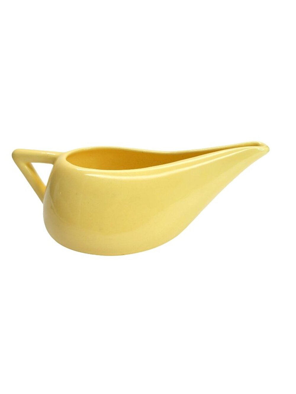 Vintage Yellow Gravy Pitcher Creamer Mid-Century Crazed Triangle Handle LC605
